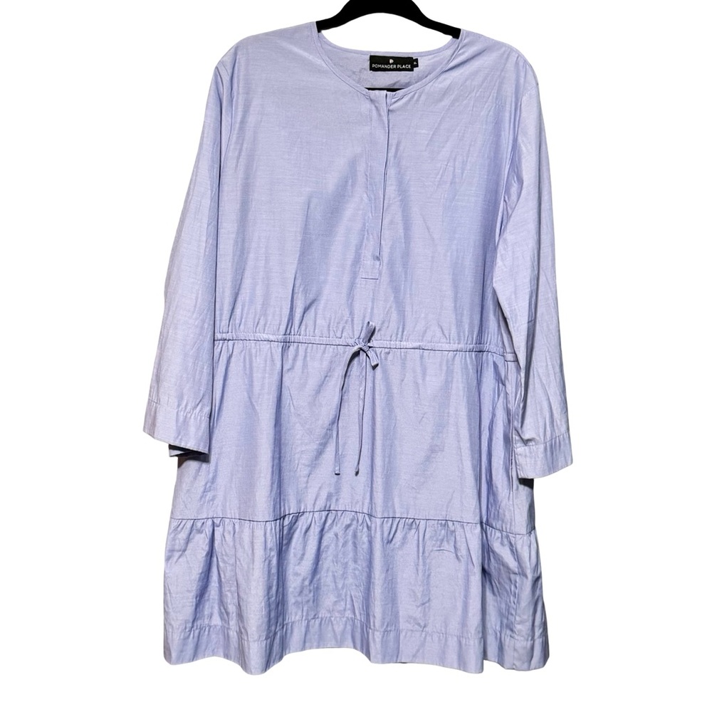 Pomander Place | Tuckernuck Lucy Light Blue Tiered Cotton 3/4 Sleeve Dress XL - Picture 4 of 13